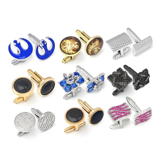 Fashion Custom Luxury Gold Plated Metal Mens Cufflinks with Custom Logo for Engagement Wedding Party Gift