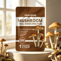 Bandes sublinguales d'extrait de champignon de qualité supérieure, antioxydant, sans sucre, 10-en-1, supplément cérébral nootropique, végétalien, oral, mince