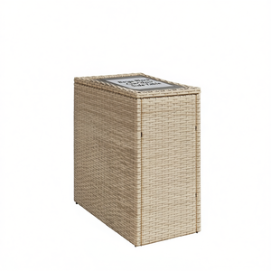 Beige Rattan Outdoor Garden <b>Side</b> <b>Table</b> Durable <b>Rustic</b> Design - Product Image 1