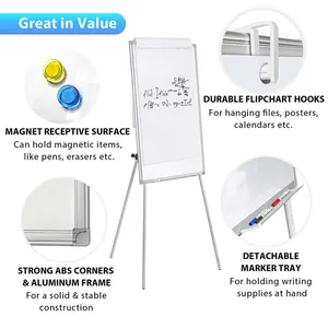 Flipchart Easel Stand White Board Tripod Height Adjustable Magnetic Portable Dry Erase Board Easel Whiteboard