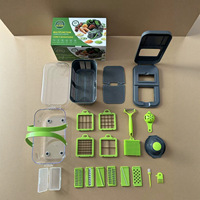 Multifunctionele groente- en fruitsnijder, -snijmachine en -raspset, 22-delig, handmatig keukengereedschap, groen plastic