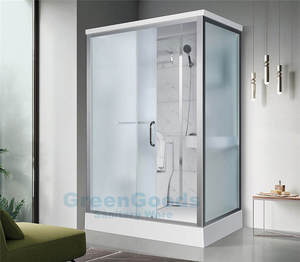 Puerta de vidrio templado para baño, carcasa de ducha de perfil con marco blanco, con cabezal, económica, nuevo diseño - Product Image 6