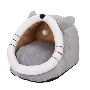 Cat Bed Cozy Cave Soft Textile Cotton Cute Pet House Washable Removable For Cats And Small Dogs 4 Seasons Warm Pet Bed