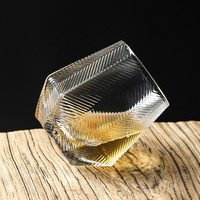 Gobelet en verre texturé martelé de style japonais à six bords, résistant à la chaleur, pour eau, jus, thé, maison, bureau