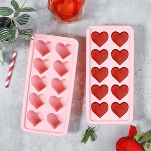 Heart Shaped <b>Silicone</b> Mold with PP Lid 10 Cavities Ice Cube Tray Candy Chocolate <b>Baking</b> Mold BPA Free Reusable Kitchen Tool - Product Image 1