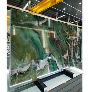 Table de salle à manger de luxe en pierre effet jade royal au design moderne, vert exotique, imperméable, résistante aux rayures, polie, pour intérieur - Product Image 2