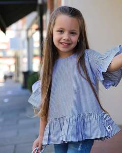 Stock Summer Girl 2pcs Clothes Outfits Baby's Stripe Icing Ruffled Shirts Jacket Hollow <b>Jeans</b> Fall Clothes for Girls Dress - Product Image 3