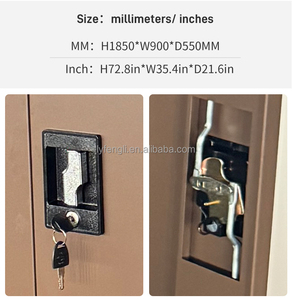 Black Modular Closet Lockable Metal <b>Wardrobe</b> Cabinet Large <b>Storage</b> Hanging Feature for Workshop Hospital Industrial Design Style - Product Image 3