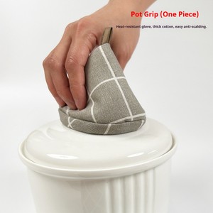Couvre-poignées de casserole triangulaires en coton et lin résistant à la chaleur, mini-gants de cuisine pour fours, pour casseroles en fonte - Product Image 1