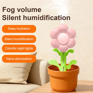 Humidificador <span class=keywords><strong>con</strong></span> Diseño de Flor, Luz Nocturna Colorida, Humidificador de Vapor Frío USB, Decoración de Planta en Maceta, Humidificador como Regalo para Niñas - Product Image 1