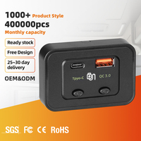Chargeur USB pour voiture 12V/24V, prise USB QC3.0 USB A + Type C 48W, double port, chargeur rapide avec interrupteur LED bleu pour voiture, bateau, camping-car, moto