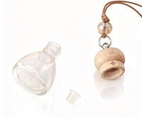 Flacon diffuseur conique vide en verre de 8 ml pour voiture, à suspendre, réutilisable, avec bouchon en bois