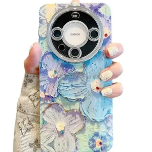 2024 Flower Design Silicone Phone Case For Huawei Mate60pro With Pearl Waist Chain Mate50 40 30 P50 P40 Pro Cell Phone Cover