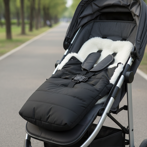 Doublure de poussette en peau de mouton douce et chaude, sac de couchage en peau d'agneau pour nouveau-nés, nourrissons, tout-petits, gigoteuse d'hiver pour poussette - Product Image 1