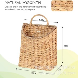 Woven <b>Storage</b> Basket Rectangle <b>Wall</b> Mounted <b>Hanging</b> Flower Basket Linen Color Cao County Origin - Product Image 5