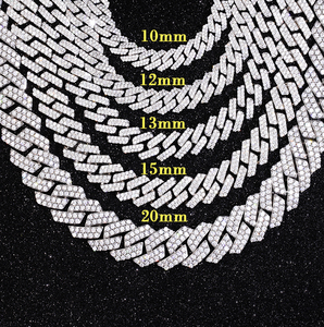 8~20mm 2줄 모이사나이트 925 스털링 실버 쿠반 링크 체인 고급 주얼리 목걸이 팔찌 힙합 쿠반 체인 - Product Image 5