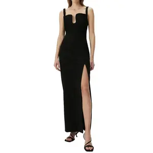 European And American Stars Customized Black Off-The-Shoulder Halter Sleeveless Women's Dress