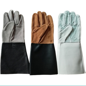 Welding <b>Gloves</b> Two Layer Cowhide Leather Extended Sleeve For Welding Cutting Grinding Unlined Stick <b>Type</b> A Molten Metal Splash - Product Image 1