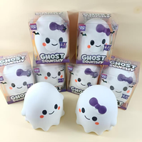 Balle Squishy Kawaii Fantôme Blanc Mochi Surprise, Jouet à Presser pour Fêtes d'Halloween et de Noël