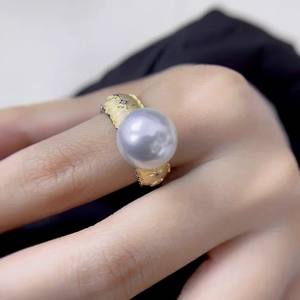 10592DIY Anillo de plata S925 para accesorios de perlas, base vacía para anillo Espíritu Serpiente, para perlas redondas de 5-7mm y anillos de diamantes - Product Image 4