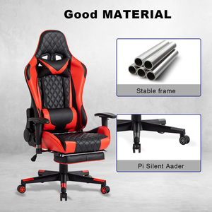 Thương mại 2D có thể điều chỉnh da PU Ergonomic văn phòng màu xanh đỏ kim cương chơi game ghế chuyên nghiệp PC xoay silla Gamer - Product Image 4