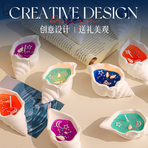 Bougie parfumée en forme de coquillage Mu Star du Nord, en cire de gelée, parfum brise marine, aromathérapie - Product Image 2