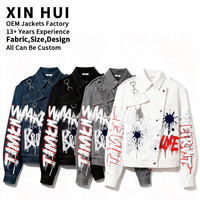 Veste de motard à col montant pour homme, impression personnalisée OEM 2026, graffiti streetwear, vente en gros, haute qualité, punk