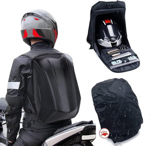 Sac à dos de moto imperméable pour hommes sacoches à fermeture éclair en fibre de carbone à coque dure pour pochettes de rangement à coque dure - Product Image 1