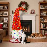 Sapin de Noël artificiel personnalisable de 150 cm, design rouge et blanc, fantaisie, pour décorations de Noël