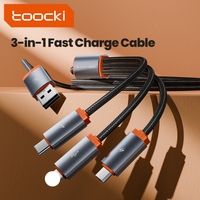 Cable de Carga 3 en 1 de Alta Potencia Toocki, Protección Inteligente, Carga Rápida de 2.4A para iPhone, 2A Tipo-C Micro para Teléfonos Inteligentes y Tabletas