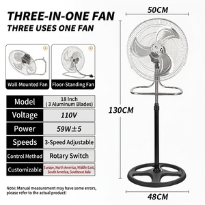 <span class=keywords><strong>Ventilateur</strong></span> sur pied industriel 3 en 1 de 18 pouces avec un puissant moteur de grande taille et des pales en fer, grille de sécurité, base stable de 4,5 kg - Product Image 6