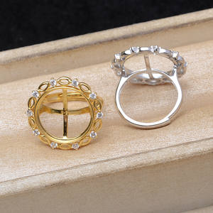 S925 Silver Set with Gold Plating DIY Marble Pearl <b>Jewelry</b> 3mm Empty <b>Tray</b> 16.3-16.5mm Earrings Pendant Ring 6105 Accessories - Product Image 4