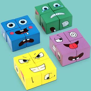 Board Matching Games Magic Puzzle <b>Building</b> <b>Blocks</b> Wooden Face Changing Cube Game - Product Image 5