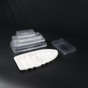 wholesale plastic biodegradable pla container box packaging customized sushi tray with lid