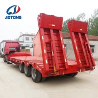 Semi-remorque surbaissée robuste à 3 essieux, 60-80 tonnes, avec rampe à ressorts pour la logistique de machines