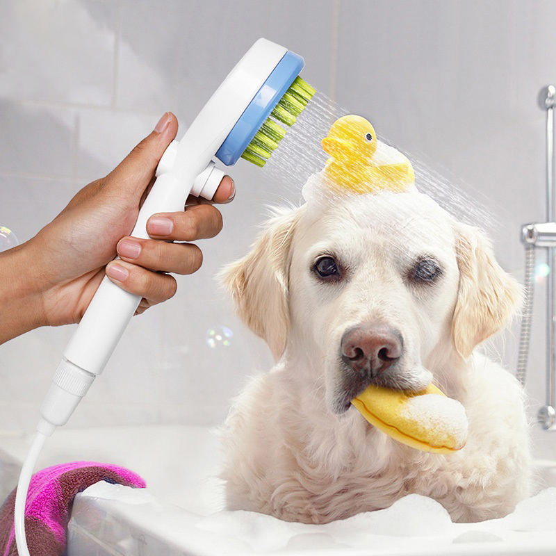 Pet Massage Bath Shower Nozzle – Dog & Cat Grooming Brush with Water Sprayer