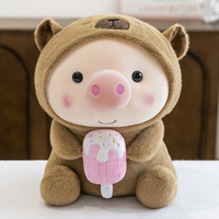 Nouvelle Peluche Capybara Glace Super Douce, Poupée Capybara en Peluche avec Doublure en Maille et Rembourrage PP, Oreiller d'Aide au Sommeil pour Enfants