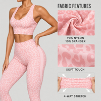 Ensemble de yoga pour femmes style US/UE, imprimé léopard, en nylon et élasthanne, soutien-gorge de sport et leggings taille haute, extensible dans les 4 sens, tenue de sport pour la gym