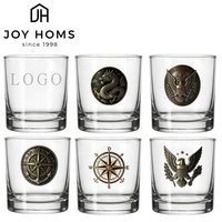 Verres à whisky personnalisés avec logo métallique, en alliage de zinc, pour dégustation, design créatif, pour bar, transparents, souvenir, vente en gros