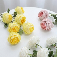 Fleur artificielle de renoncule rose à tige unique en soie, fausse fleur de ménche avec feuilles vertes pour vase de mariage et décoration florale d'intérieur (vente en gros)