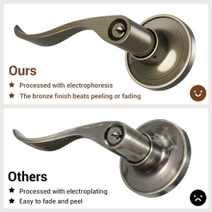 Maniglia per Porta in Ottone Anticato Stile Moderno Ondulato con Chiave, Serratura Robusta in Lega di Zinco per Interni ed Esterni, Ideale per Camera da Letto e Bagno - Product Image 2