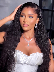 Alipearl Perruque Lagos <span class=keywords><strong>M</strong></span> Hairline Deep <span class=keywords><strong>Wave</strong></span> 6x8 Glueless Lace Front Wig Ready to Go Pre Cut & Plucked Bouncy Full Curls Look volumineux - Product Image 1