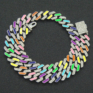 Exaggerated Personality Style Colorful Geometric Necklace Trendy Simple Alloy <b>Cuban</b> <b>Link</b> <b>Chain</b> Men's Necklaces Wholesale Jewelry - Product Image 3