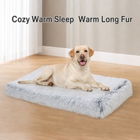 Coussin rectangulaire pour chien en mousse à mémoire de forme, avec base antidérapante, en polyester peluche, toutes saisons, 5 tailles pour chiens et chats