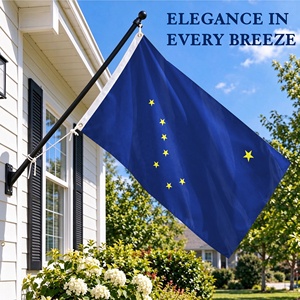 Bandera del estado de Alaska, EE. UU., 3x5 pies, bordada y cosida, lona de nailon 210D de alta resistencia, con cabecera de doble refuerzo y ojales de latón con cuádruple costura. - Product Image 6