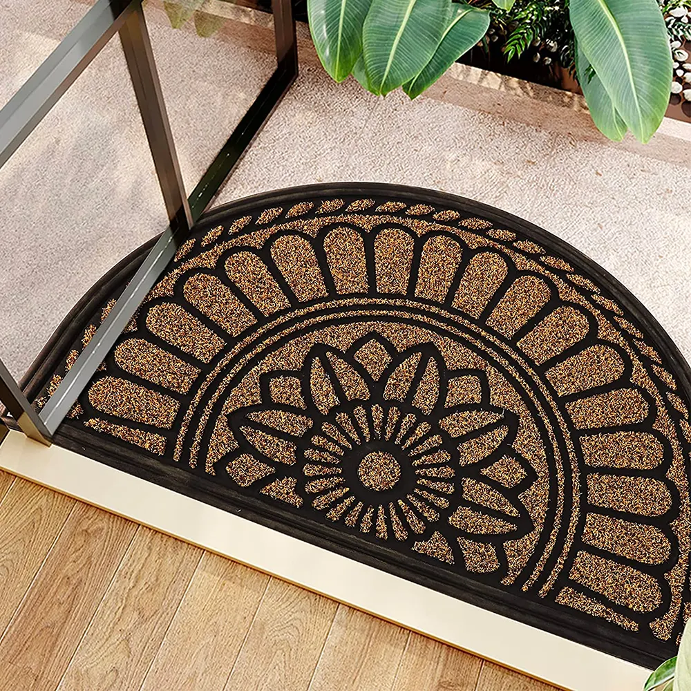 Tapis de porte uni paillasson tapis Polyester moderne en caoutchouc porte entrée ronde Puzzle pour extérieur intérieur personnalisé bienvenue étanche