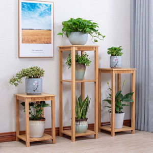 Estante de almacenamiento de bambú de estilo chino, estante de almacenamiento de varias capas para plantas de interior, bonsái, pecera, mueble lateral para TV, 33x33x50, 75, 100 Cm - Product Image 2