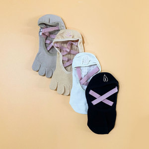 Tất dài sọc mùa thu đông dành cho yoga, tất năm ngón, tất Pilates, tất thể thao chống trơn trượt cho nữ, tất ống giữa - Product Image 2