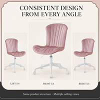 Chaise de bureau moderne en velours, dossier rayé rembourré, sans accoudoirs, réglable en hauteur, pivotante, pour bureau à domicile, étude