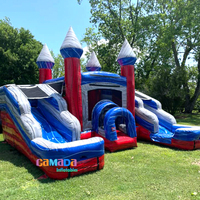 Château gonflable de location pour fêtes, en PVC, motif dessin animé, avec toboggan, pour extérieur ou intérieur